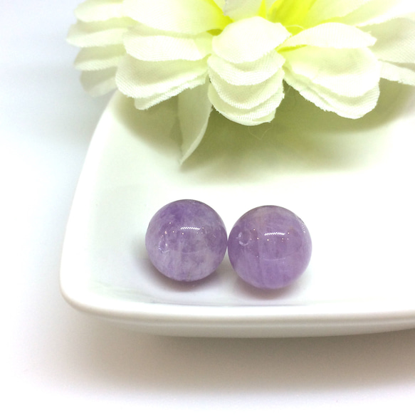ラベンダーアメジスト 約12mm 2粒【粒売り】 天然石 manifest stone