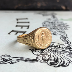 聖母マリアマットゴールド不思議のメダイカレッジリング 指輪 マリア様