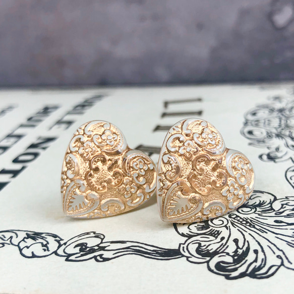 ハート カボション ピアス ハンドメイド イヤリング変更可