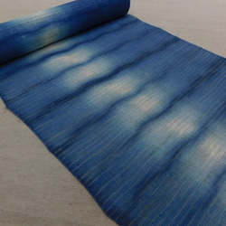 本麻藍染め絞り九寸名古屋帯 新品反物 和装小物（帯・半襟） 大沼友伸