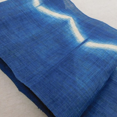 藍染め生平麻板〆絞り暖簾 2巾