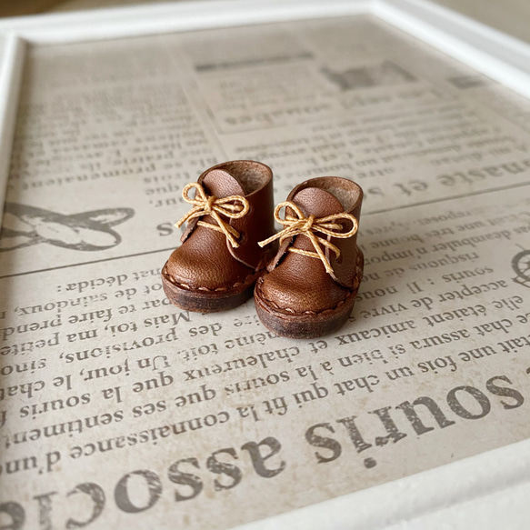 オビツ11&ミディブライス ミニチュア靴　Sタイプ　チョコ 1枚目の画像