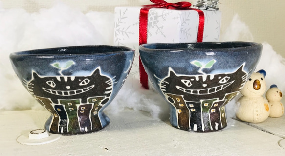星猫のごはん茶碗　植物工場長 2枚目の画像