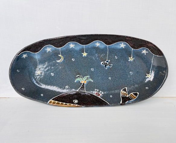 オーバル皿 「星くじら」 2枚目の画像