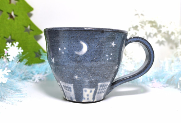 【Creema限定】星と街のcafeマグ　取手付き 1枚目の画像