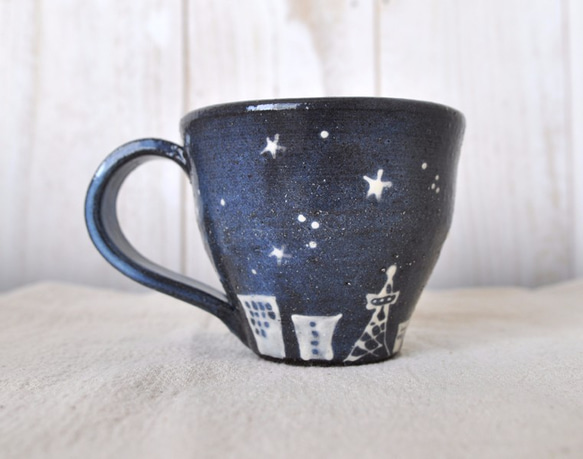 【Creema限定】星と街のcafeマグ　取手付き 4枚目の画像