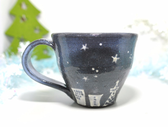 【Creema限定】星と街のcafeマグ　取手付き 9枚目の画像