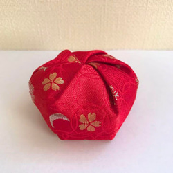 《２点セット》京都の布で作った和風小物入れ(布香合)【赤】 3枚目の画像