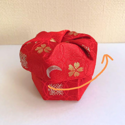 《２点セット》京都の布で作った和風小物入れ(布香合)【赤】 4枚目の画像