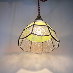 ステンドグラスランプ 6角 ホワイト.優しいイエロー.クリア シーリング