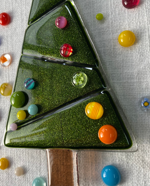 『送料無料』自分で作るガラスのクリスマスツリーセット　Green②（ライトアヴェンチュリングリーン） 3枚目の画像