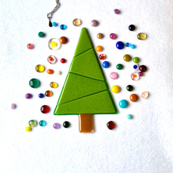 『超早割.送料無料』自分で作るガラスのクリスマスツリーセット　Green⑦グリーンonグリーン　 2枚目の画像