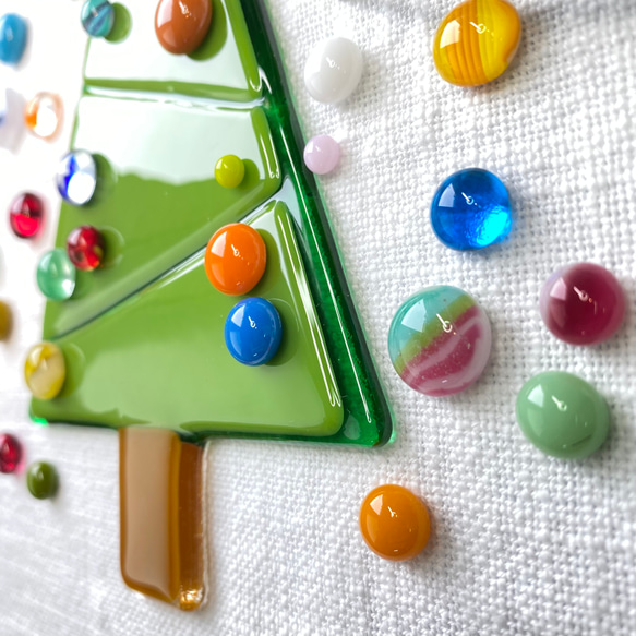 『超早割.送料無料』自分で作るガラスのクリスマスツリーセット　Green⑦グリーンonグリーン　 3枚目の画像