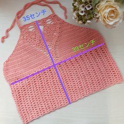 [S/Mサイズ]　コットン糸　かぎ針編みのキャミソール　手編みのニットトップス 2枚目の画像