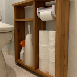 木製トイレ収納　ワンタッチ紙巻き器付き 1枚目の画像