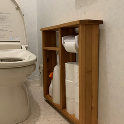 木製トイレ収納　ワンタッチ紙巻き器付き 2枚目の画像