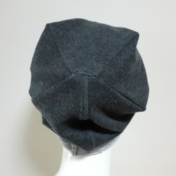 おしゃれな肌にやさしい綿帽子　杢糸　ダークグレー　ニットデニム調 3枚目の画像