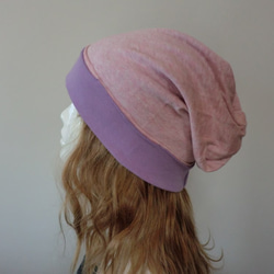 おしゃれな肌にやさしい綿帽子　ピンク　小さな巾着プレゼント付き 1枚目の画像