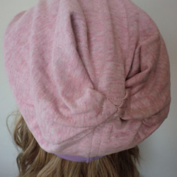 おしゃれな肌にやさしい綿帽子　ピンク　小さな巾着プレゼント付き 3枚目の画像