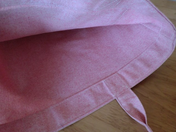 ピンクの帆布トートバック　薔薇のコサージュ付き 4枚目の画像