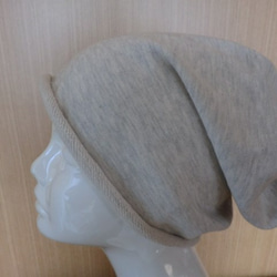 おしゃれな肌にやさしい綿帽子　杢糸アイボリー 1枚目の画像