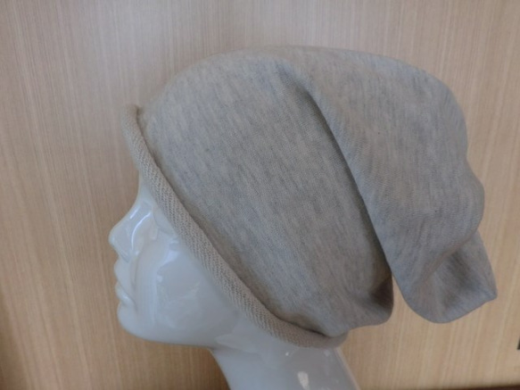 おしゃれな肌にやさしい綿帽子　杢糸アイボリー 1枚目の画像