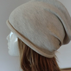《受注製作》おしゃれな肌にやさしい綿帽子　杢糸　生成り 1枚目の画像