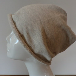 《受注製作》おしゃれな肌にやさしい綿帽子　杢糸　生成り 2枚目の画像