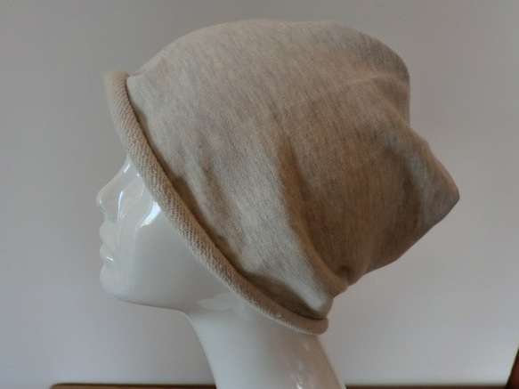 《受注製作》おしゃれな肌にやさしい綿帽子　杢糸　生成り 2枚目の画像