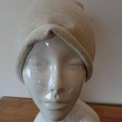 《受注製作》おしゃれな肌にやさしい綿帽子　杢糸　生成り 3枚目の画像