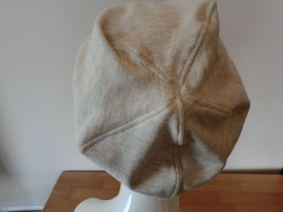 《受注製作》おしゃれな肌にやさしい綿帽子　杢糸　生成り 4枚目の画像