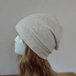 肌にやさしい綿帽子　やわらか綿の暖かキルティング　生成り 3枚目の画像