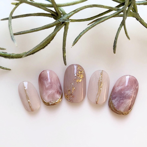 くすみピンク 大人ニュアンスネイルチップ No.22 くすみピンクの