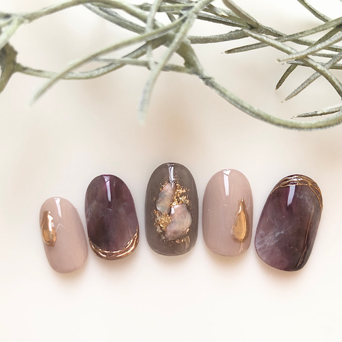 No.28 パープルニュアンスネイル /ミラーネイル/シェルネイル/ネイル