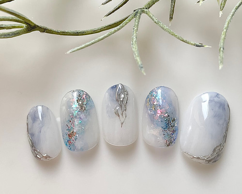 オーダーネイルチップNo.35 大人 モダン きらキラキラデザイン