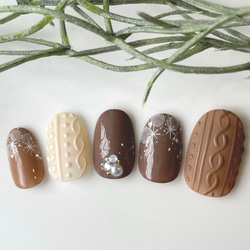 No.51 くすみピンクのニットネイル /冬ネイル/ネイルチップ ネイル