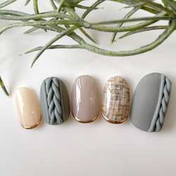 No.54 立体ニットネイル(ブルー) /クレイジェル/ツイードネイル/冬