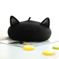 SALE 新品♡ヘレンバーマン　猫耳　ベレー帽　黒　LONDON 2138a85aecb73fb6ba9afc0f347360
