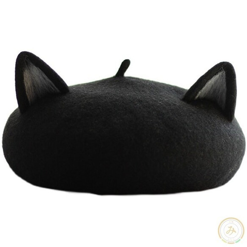 SALE 新品♡ヘレンバーマン　猫耳　ベレー帽　黒　LONDON 黒ネコ耳ベレー帽 ベレー帽・ハンチング みなと工房 通販