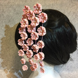 つまみ細工正絹簪～枝垂れ桜 3枚目の画像