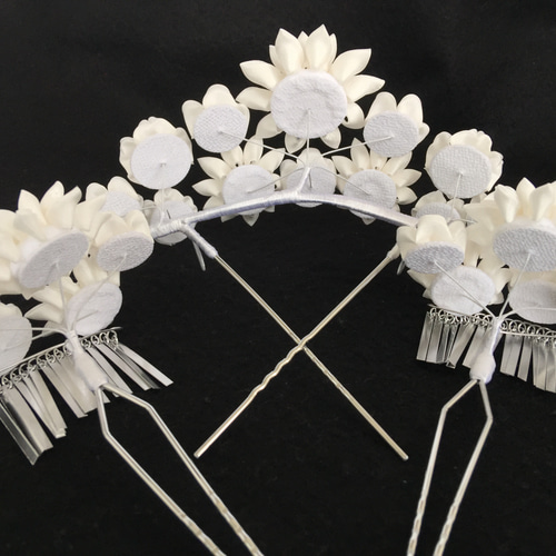 つまみ細工簪~花嫁かんざし 白 ヘッドドレス(ウェディング つまみ細工簪~花嫁かんざし 白 ヘッドドレス(ウェディング