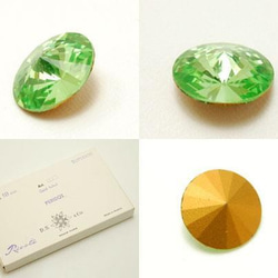 ヴィンテージ スワロフスキー art.1122 PERIDOT 18mmリボリ　3個 バラ売り 5枚目の画像