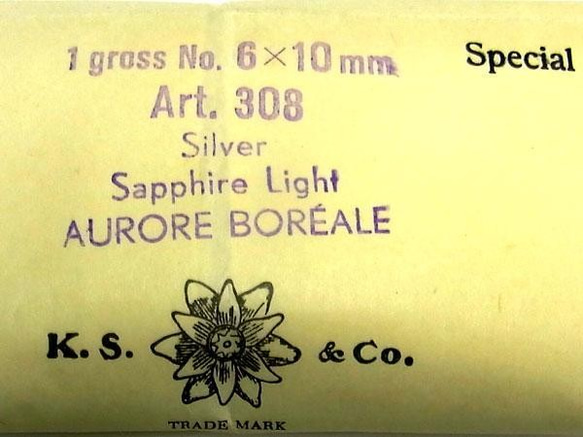 ヴィンテージ スワロフスキー art.308 Sapphire Light AURORE BOREALE 6×10mm 9枚目の画像