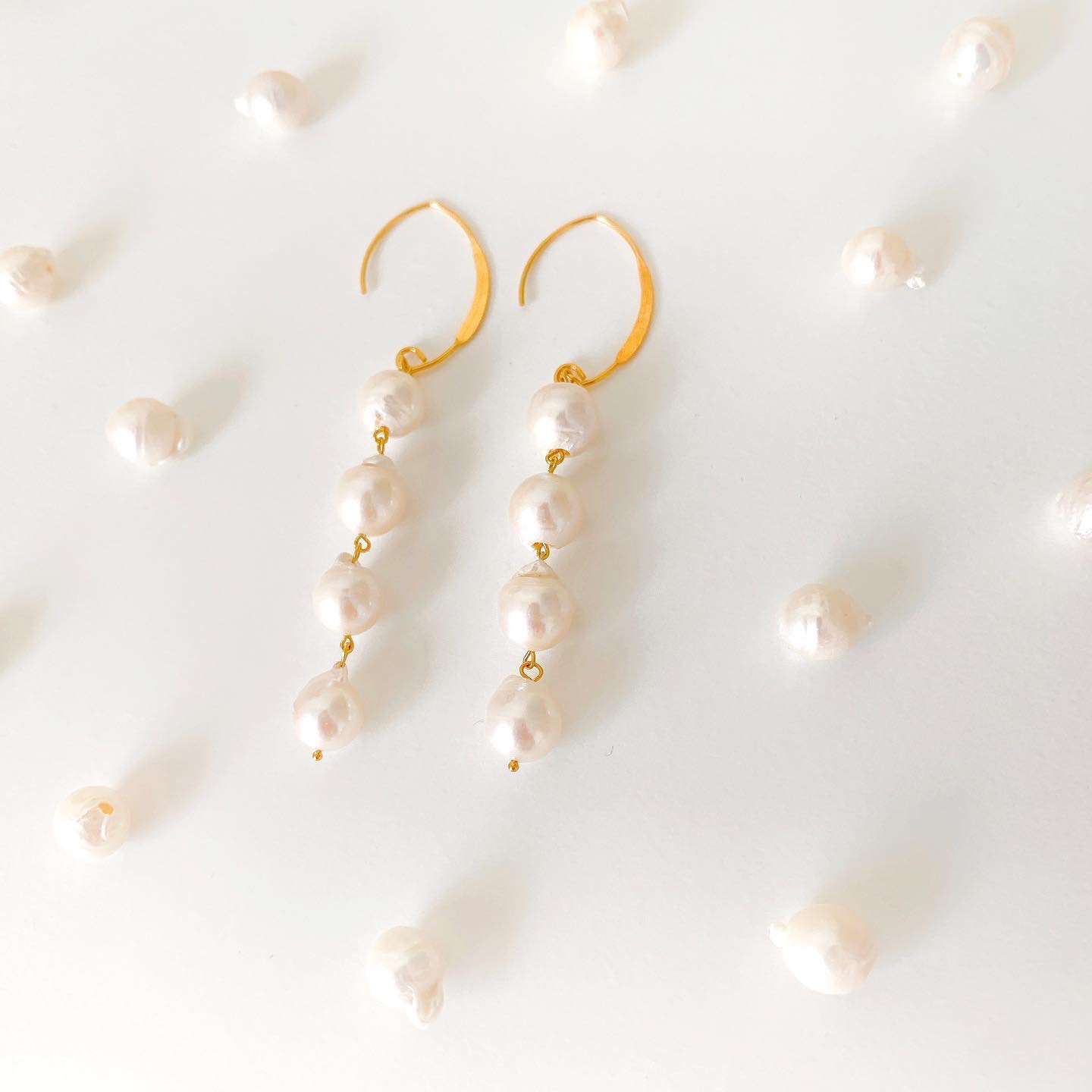 freshwater pearl rich earrings...♡ 【ピアス】