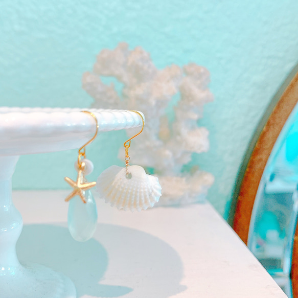 my favorite beach earrings...♡ 貝殻　ピアス　ビーチ 2枚目の画像