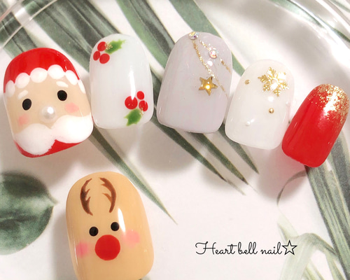 蓄光*クリスマス*ネイルパーツ*サンタさん* クリスマスの主役はもちろん？！サンタクロースネイルに決定