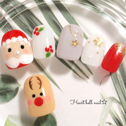 サンタさんのクリスマスネイルチップ（クリスマスネイル/サンタ
