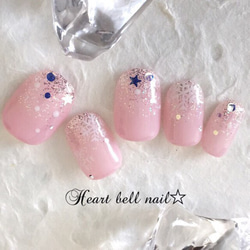 キラキラSnowネイル☆ ネイルチップ（つけ爪） Heart bell nail