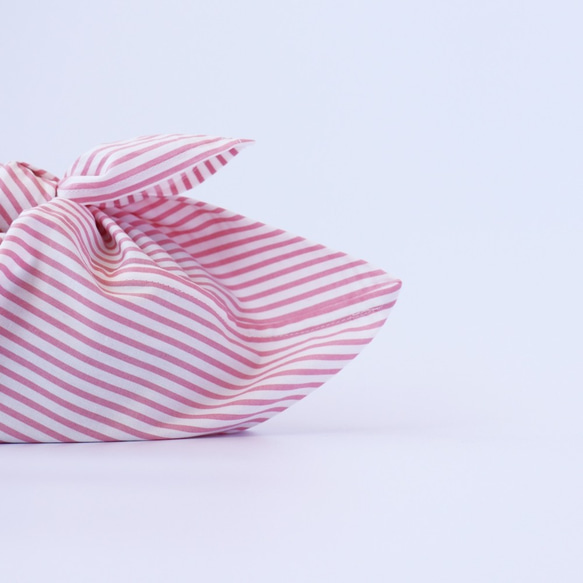 あずま袋【お弁当袋 コンビニバッグ】ストライプ/ピンク/コットン 2枚目の画像