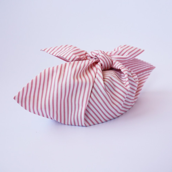 あずま袋【お弁当袋 コンビニバッグ】ストライプ/ピンク/コットン 3枚目の画像